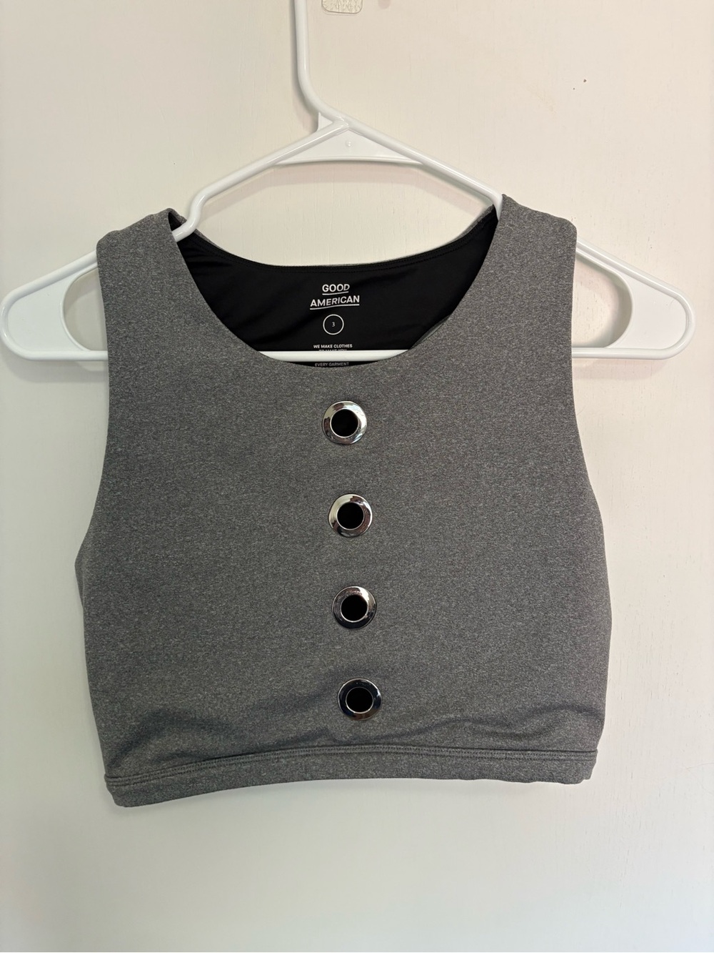 Good American Women Gray Activewear Sports Bra Crop Top 3
